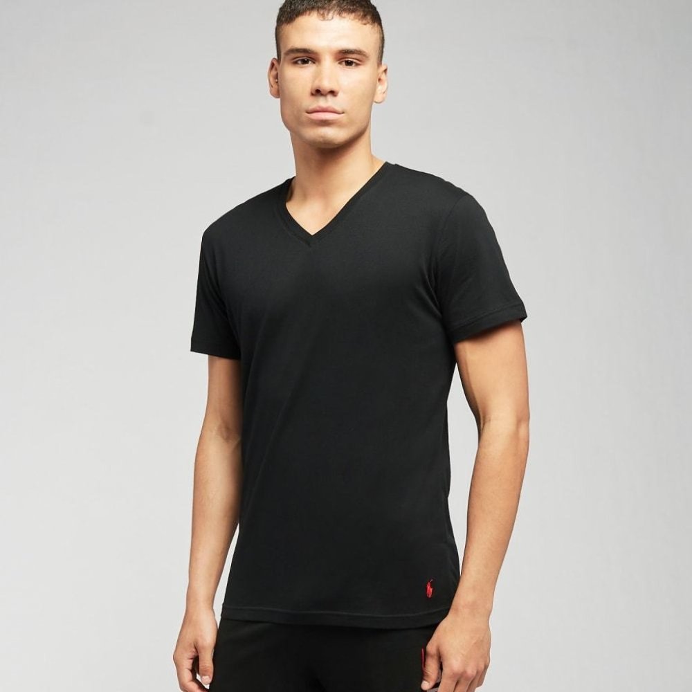 Polo Ralph Lauren Short Sleeve V Neck T-Shirt Black Men's MEDIUM